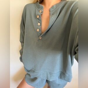 The Be Brand Cropped Henley Sweater